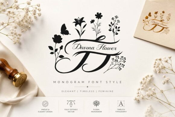 Davina Flower Font: Elegant Branding for Small Business